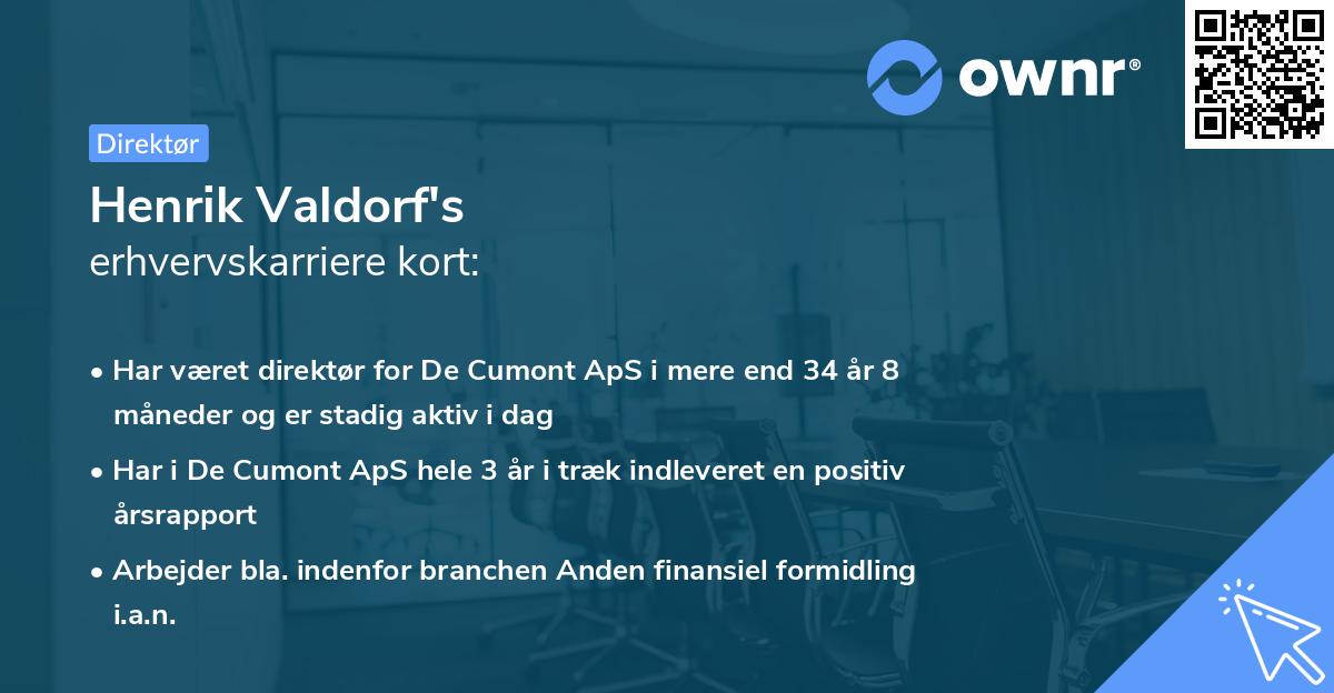 Henrik Valdorf's erhvervskarriere kort