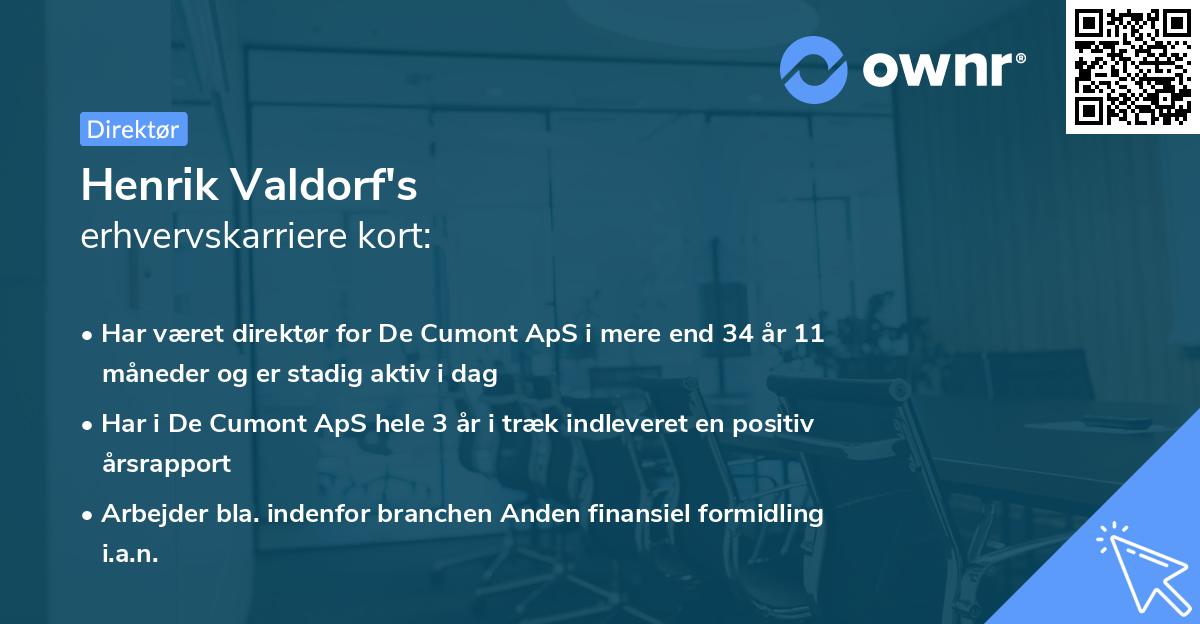 Henrik Valdorf's erhvervskarriere kort
