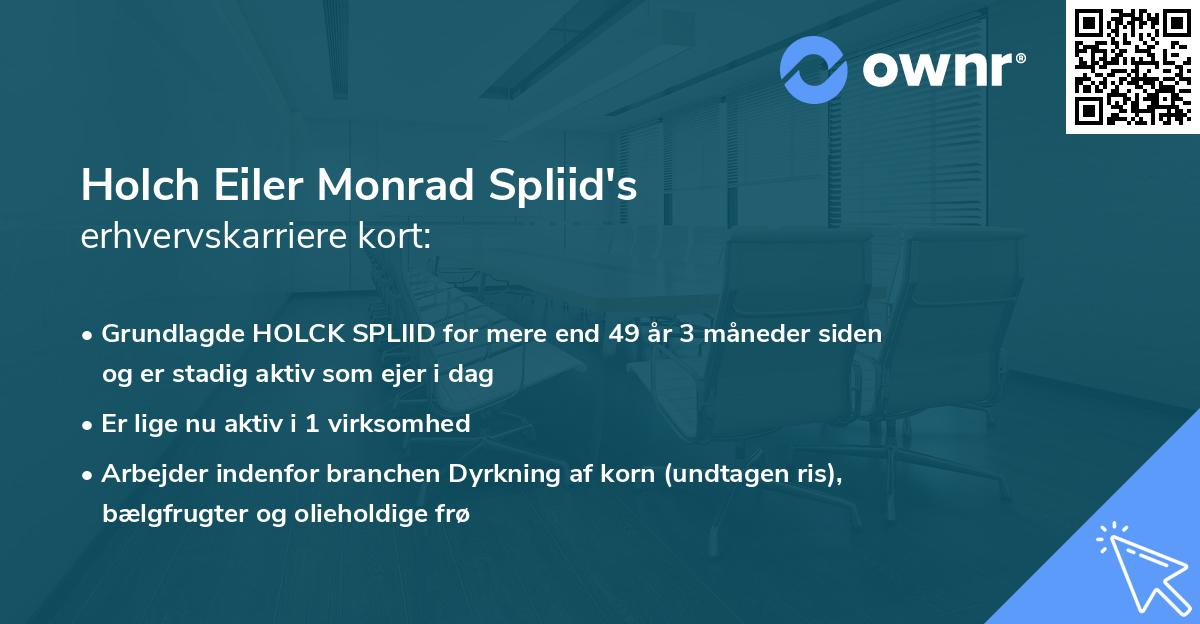 Holch Eiler Monrad Spliid's erhvervskarriere kort