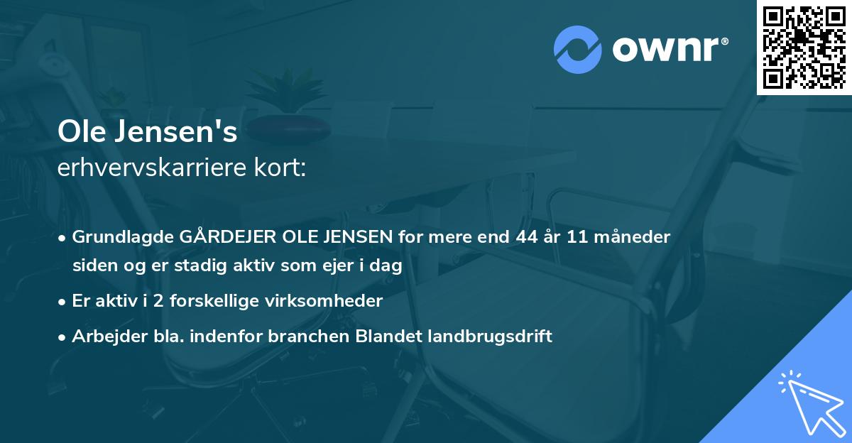 Ole Jensen's erhvervskarriere kort