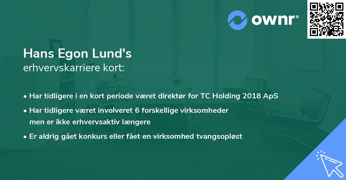 Hans Egon Lund's erhvervskarriere kort