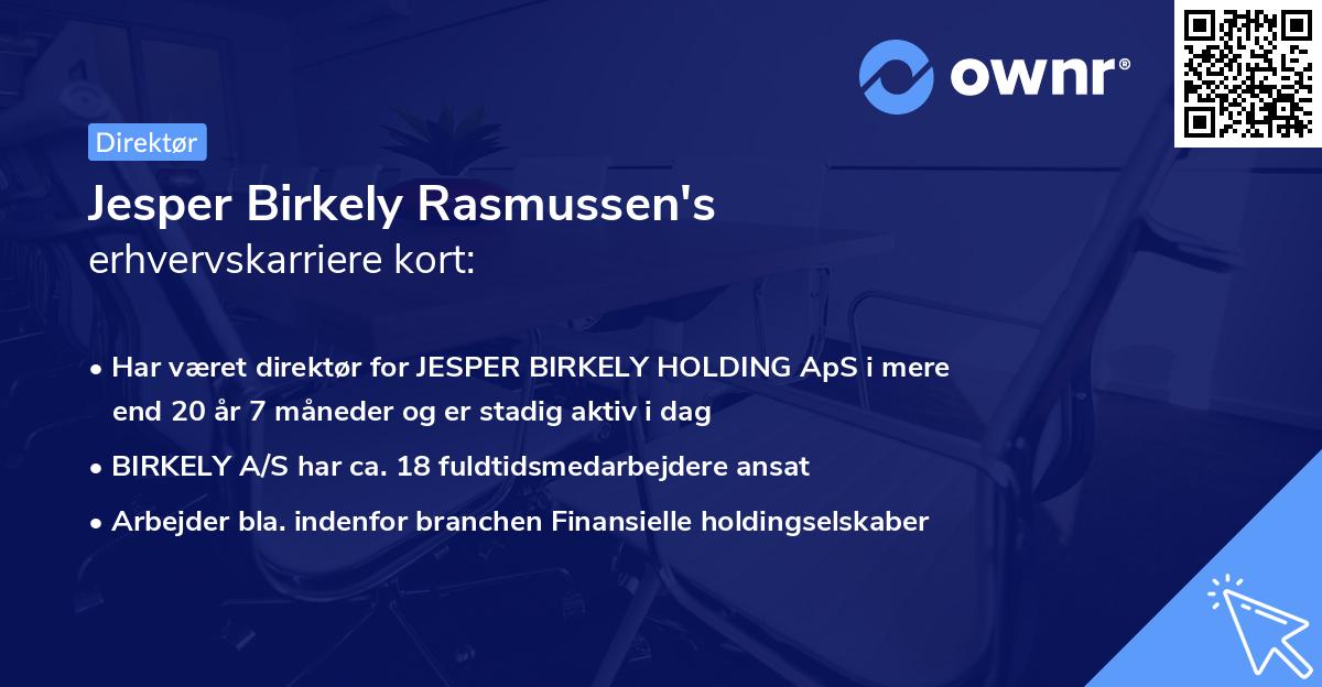 Jesper Birkely Rasmussen's erhvervskarriere kort