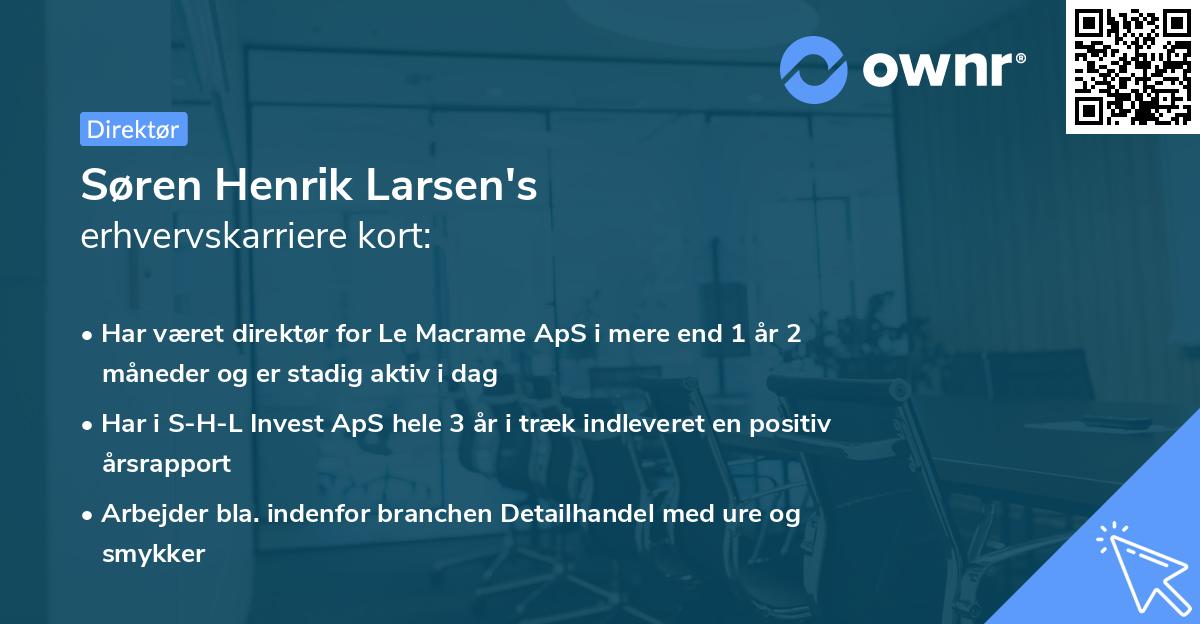 Søren Henrik Larsen's erhvervskarriere kort