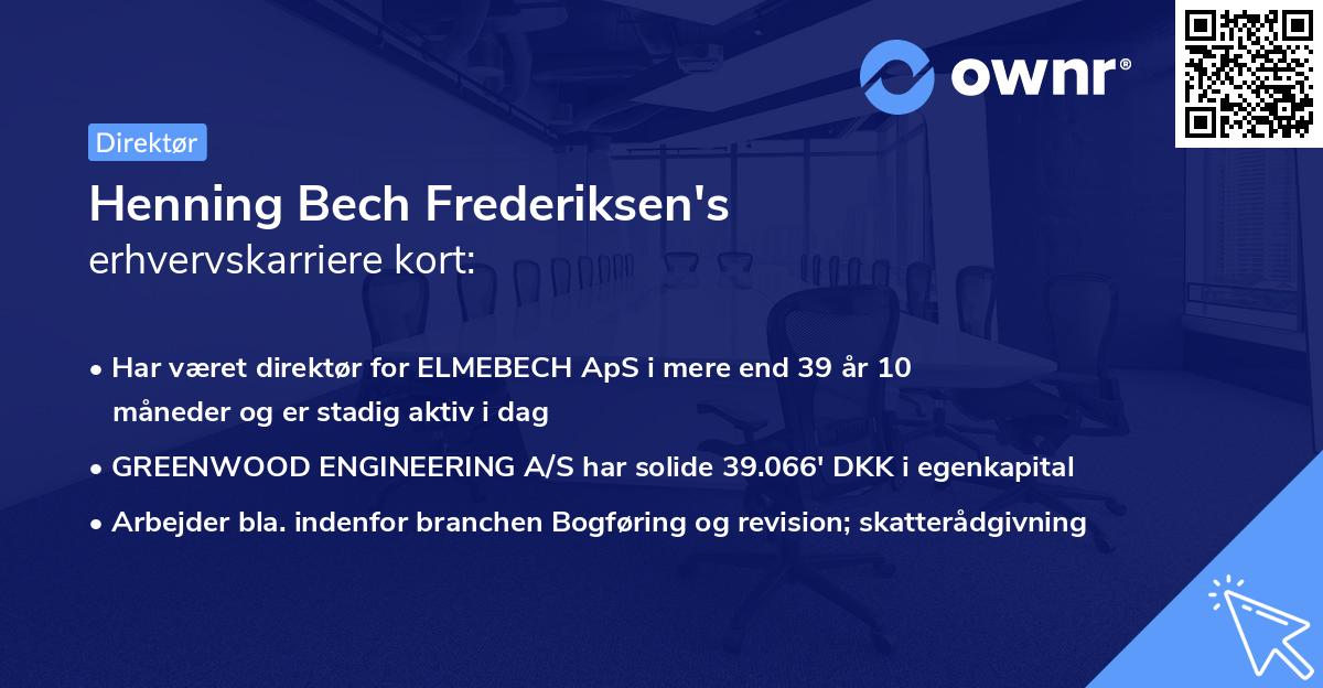 Henning Bech Frederiksen's erhvervskarriere kort