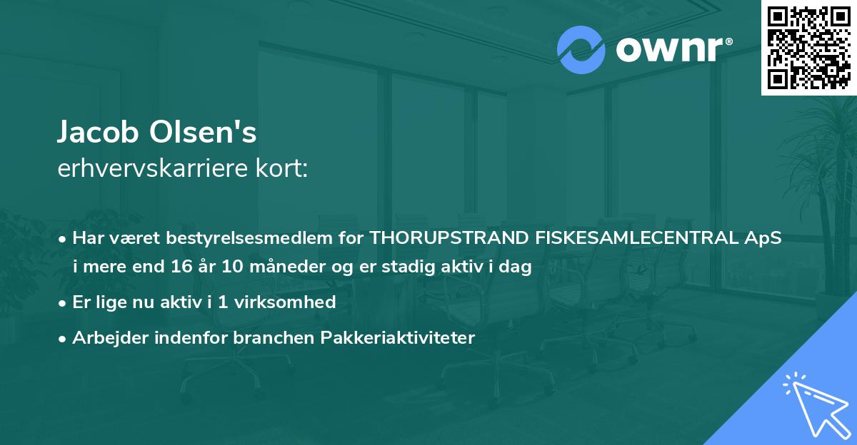 Jacob Olsen's erhvervskarriere kort