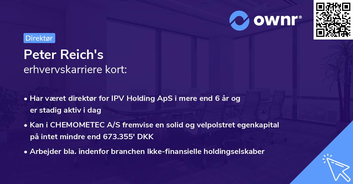 Peter Reich's erhvervskarriere kort
