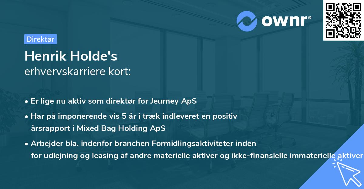 Henrik Holde's erhvervskarriere kort