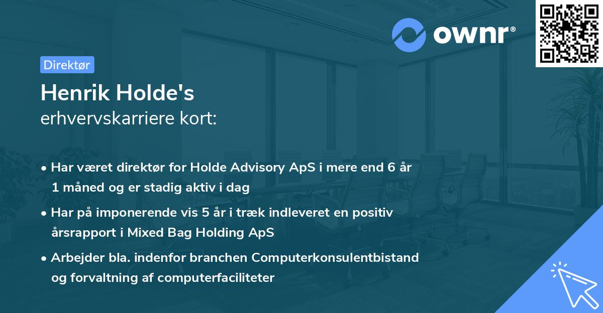 Henrik Holde's erhvervskarriere kort