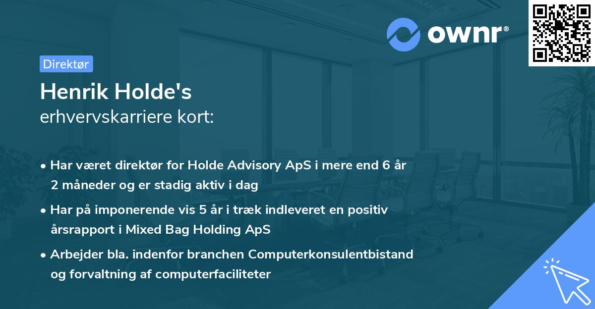 Henrik Holde's erhvervskarriere kort