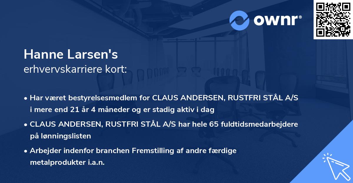 Hanne Larsen's erhvervskarriere kort