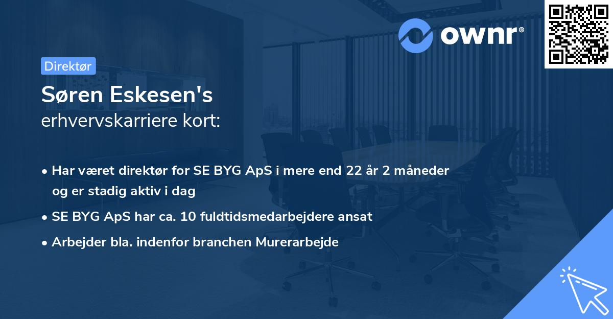 Søren Eskesen's erhvervskarriere kort