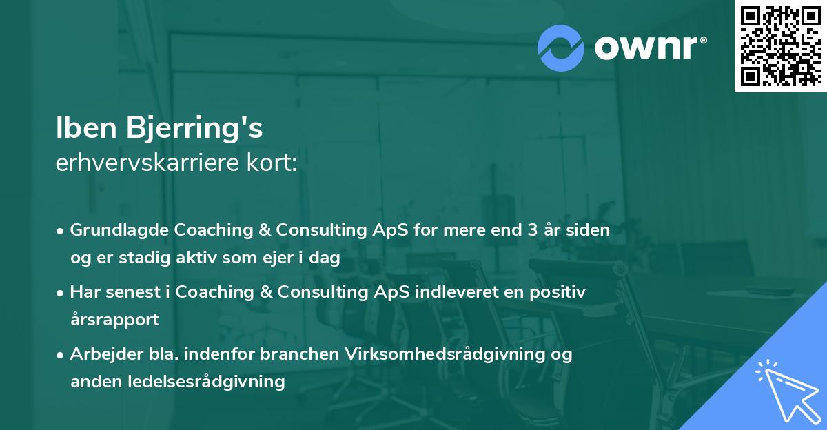 Iben Bjerring's erhvervskarriere kort