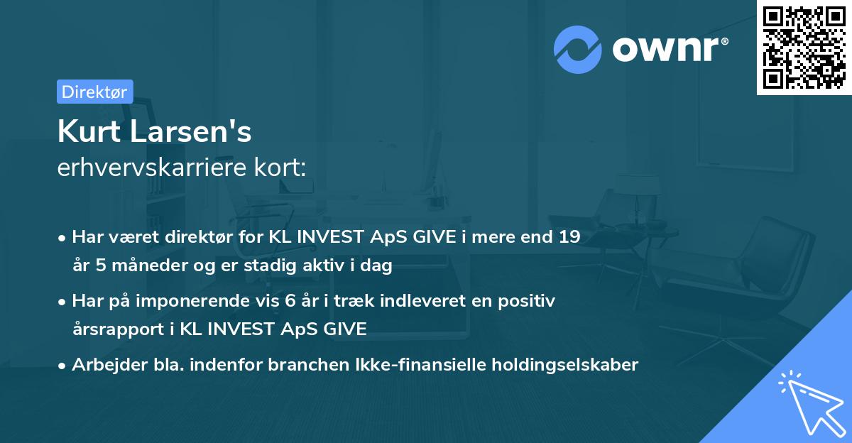 Kurt Larsen's erhvervskarriere kort