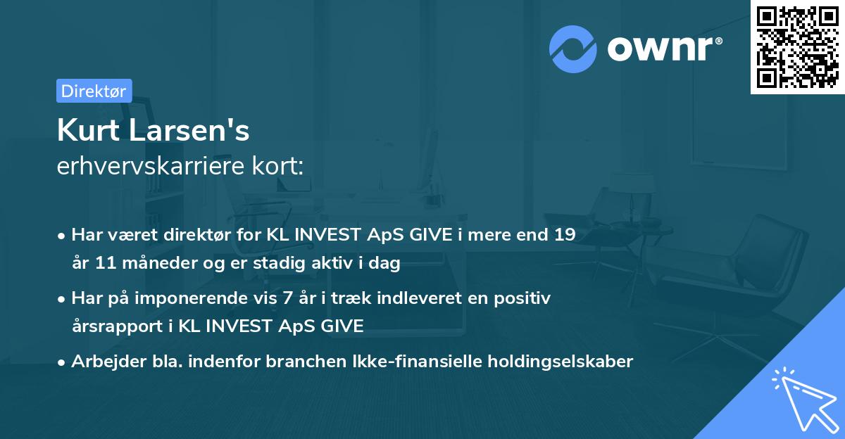 Kurt Larsen's erhvervskarriere kort