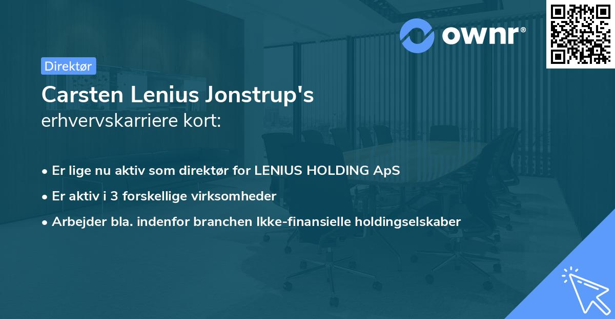 Carsten Lenius Jonstrup's erhvervskarriere kort