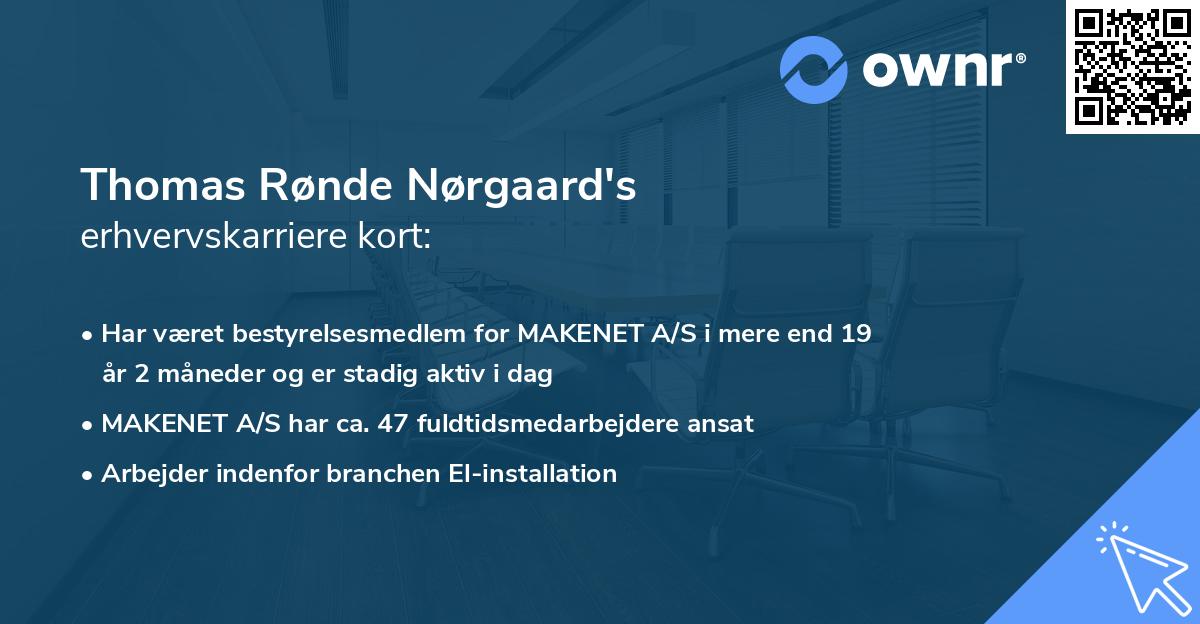 Thomas Rønde Nørgaard's erhvervskarriere kort