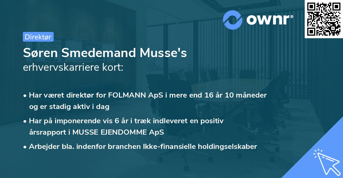 Søren Smedemand Musse's erhvervskarriere kort
