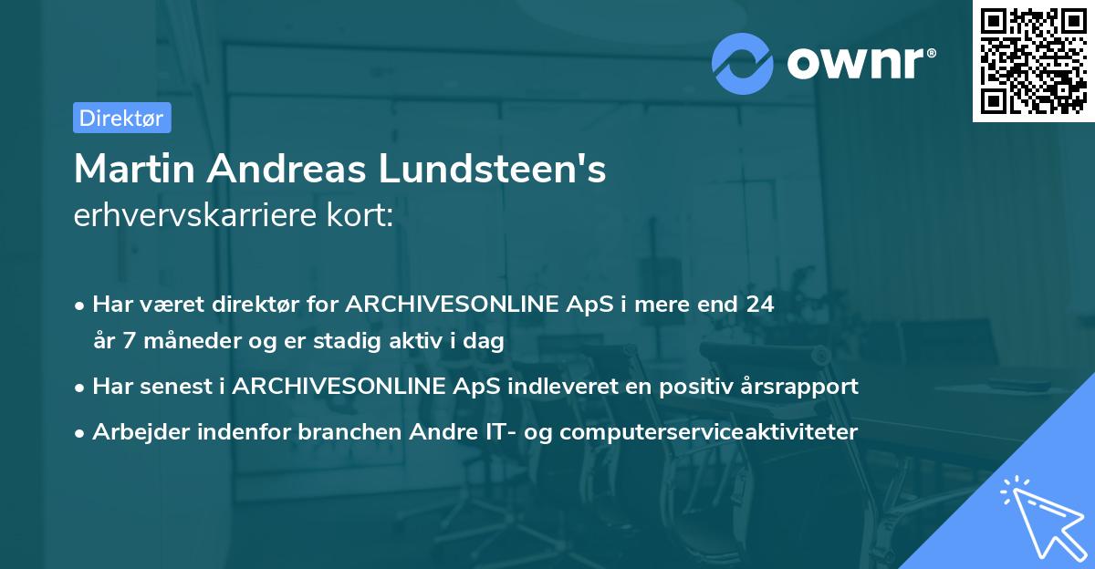 Martin Andreas Lundsteen's erhvervskarriere kort