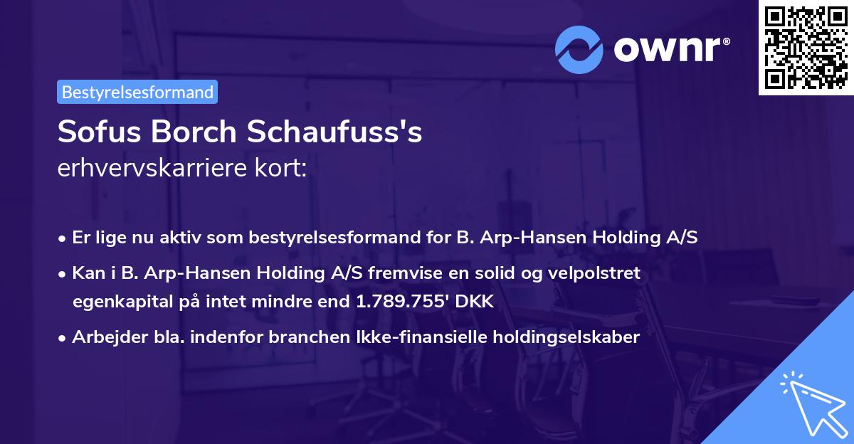 Sofus Borch Schaufuss's erhvervskarriere kort