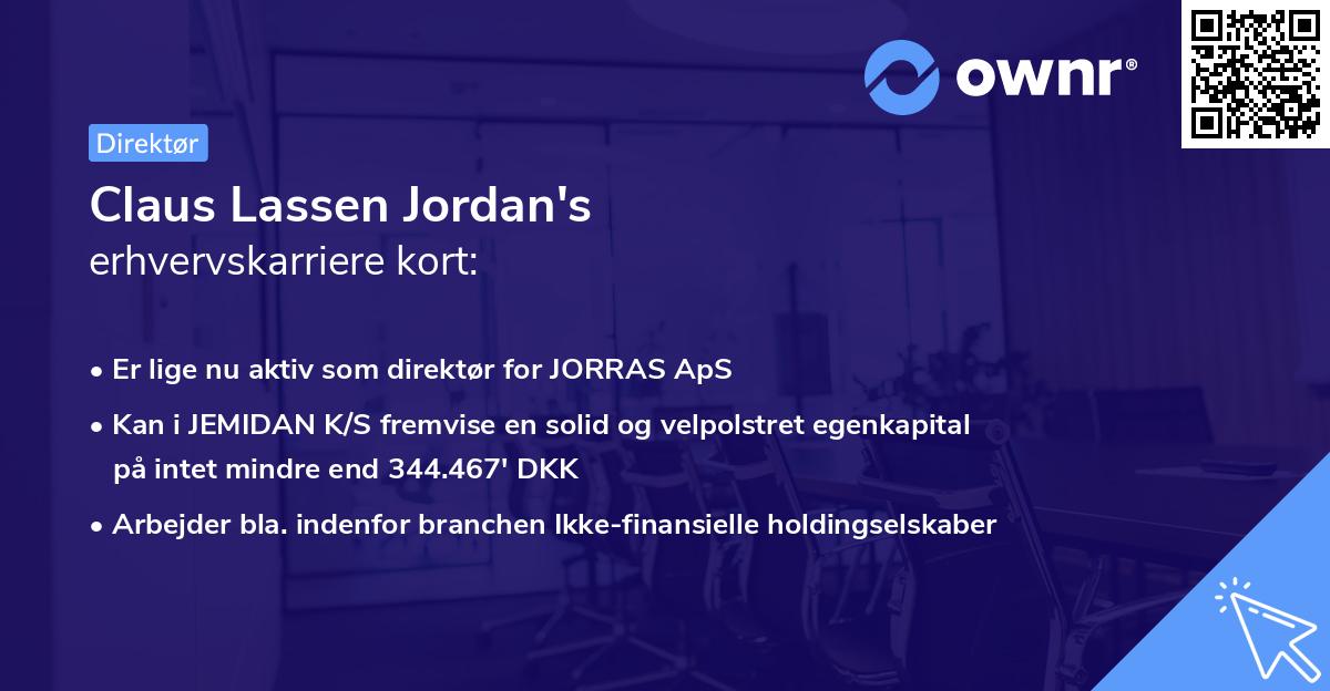 Claus Lassen Jordan's erhvervskarriere kort