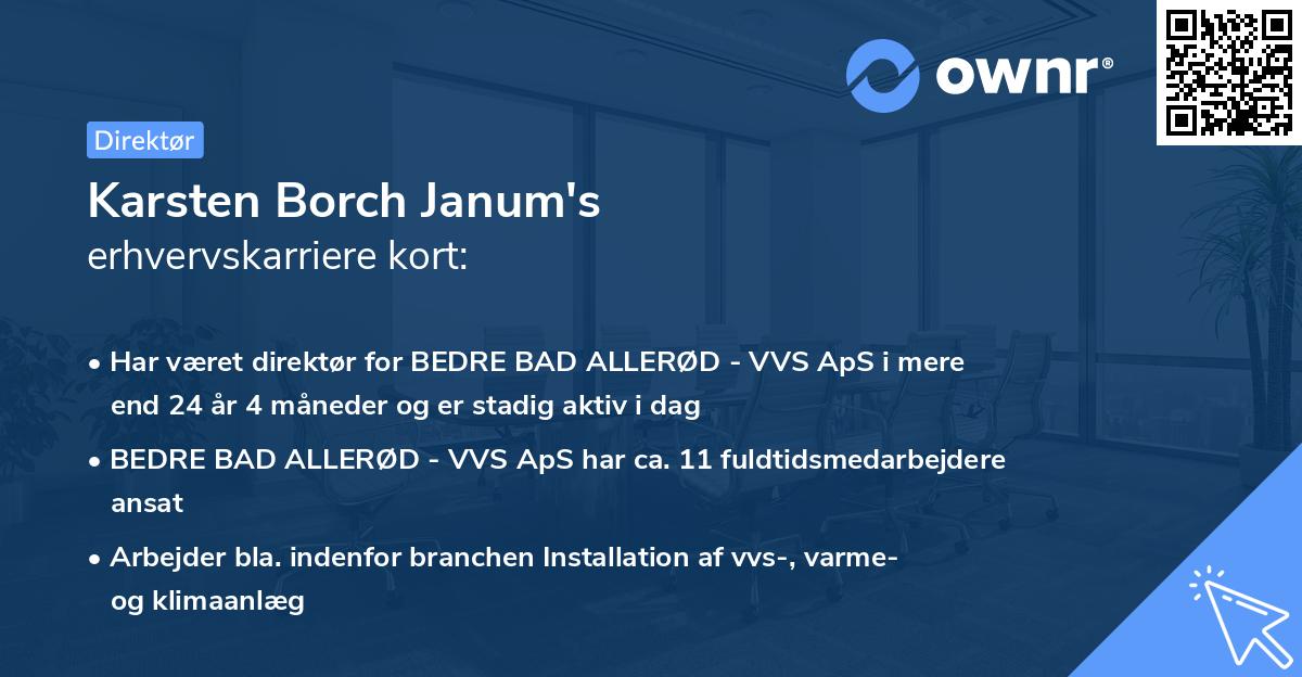 Karsten Borch Janum's erhvervskarriere kort