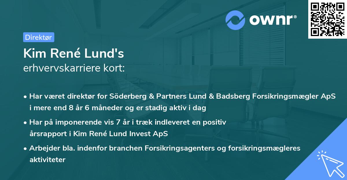 Kim René Lund's erhvervskarriere kort