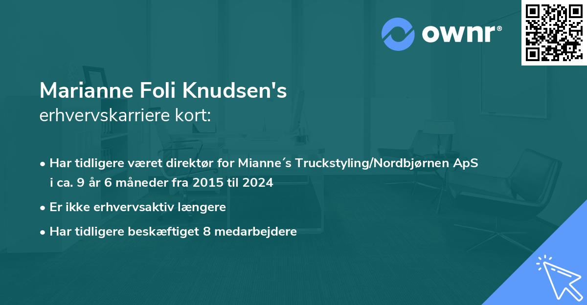 Marianne Foli Knudsen's erhvervskarriere kort