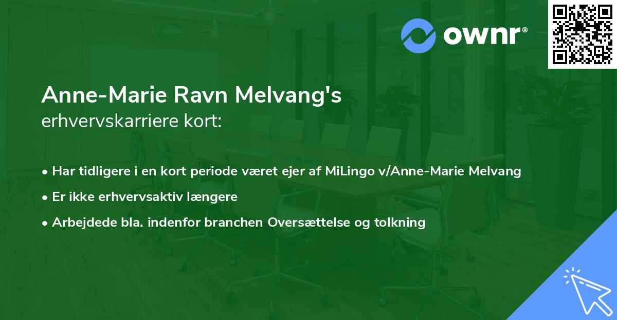 Anne-Marie Ravn Melvang's erhvervskarriere kort