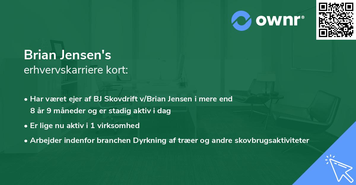 Brian Jensen's erhvervskarriere kort