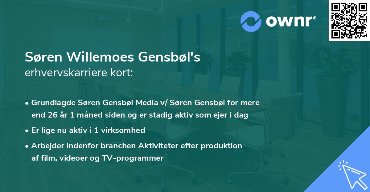Søren Willemoes Gensbøl's erhvervskarriere kort