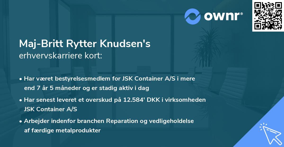 Maj-Britt Rytter Knudsen's erhvervskarriere kort