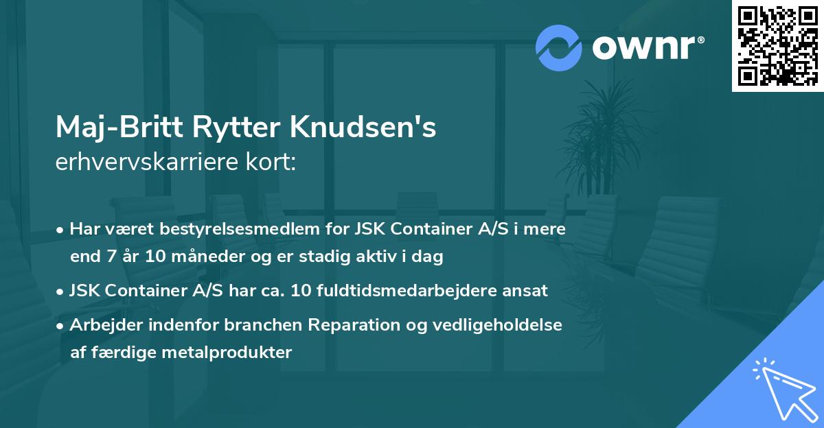 Maj-Britt Rytter Knudsen's erhvervskarriere kort
