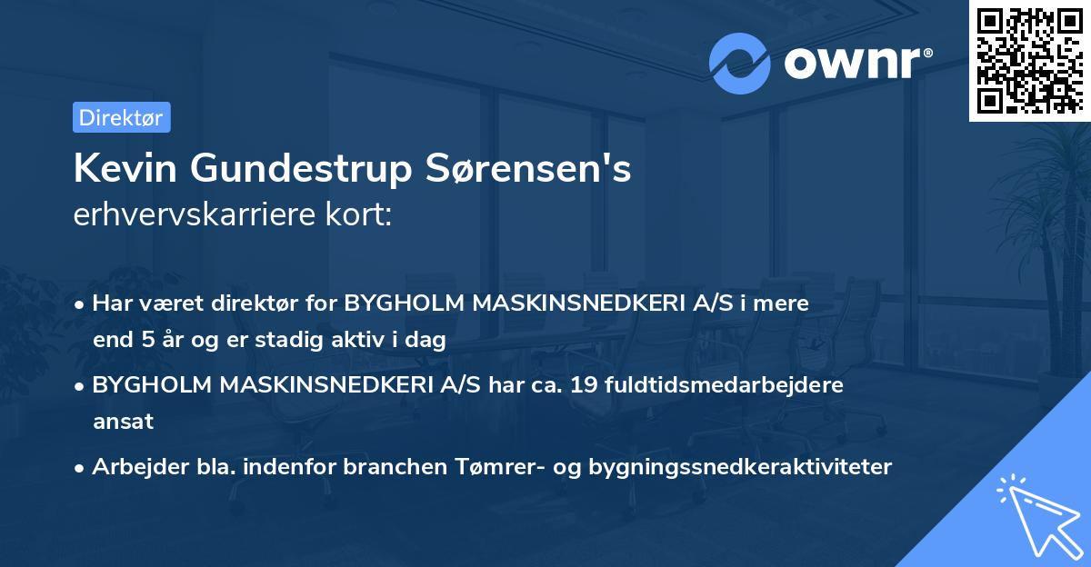 Kevin Gundestrup Sørensen's erhvervskarriere kort