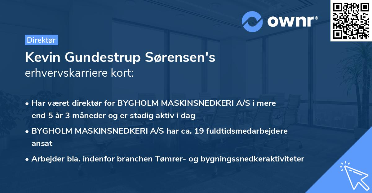 Kevin Gundestrup Sørensen's erhvervskarriere kort