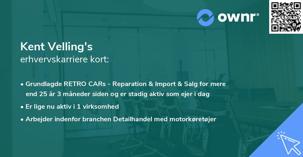 Kent Velling's erhvervskarriere kort