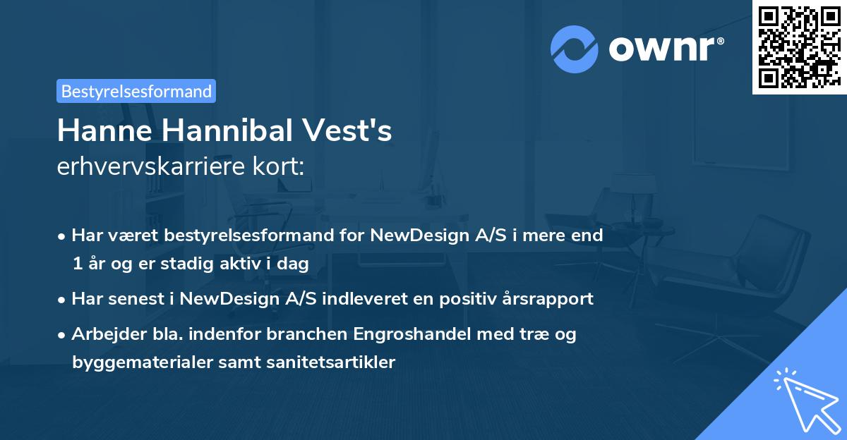 Hanne Hannibal Vest's erhvervskarriere kort