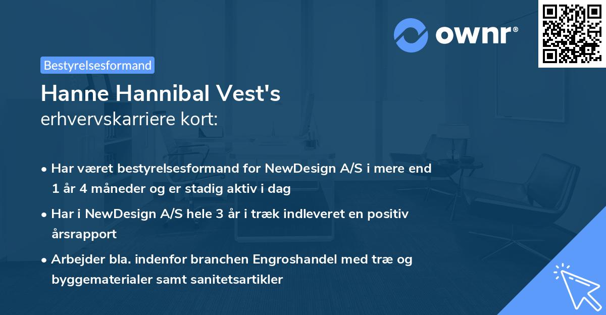 Hanne Hannibal Vest's erhvervskarriere kort