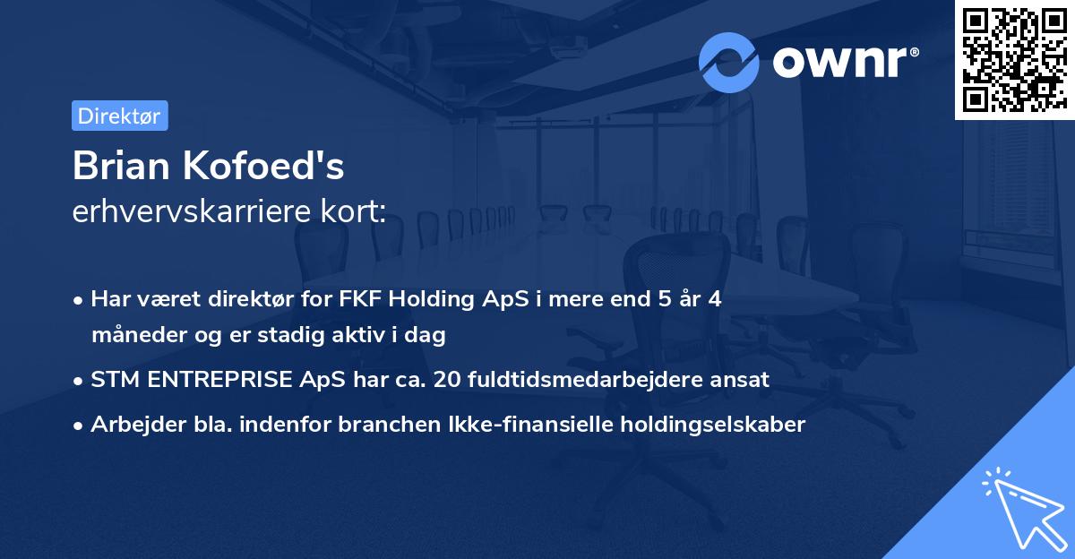 Brian Kofoed's erhvervskarriere kort