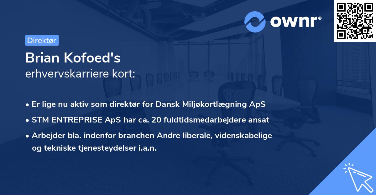 Brian Kofoed's erhvervskarriere kort