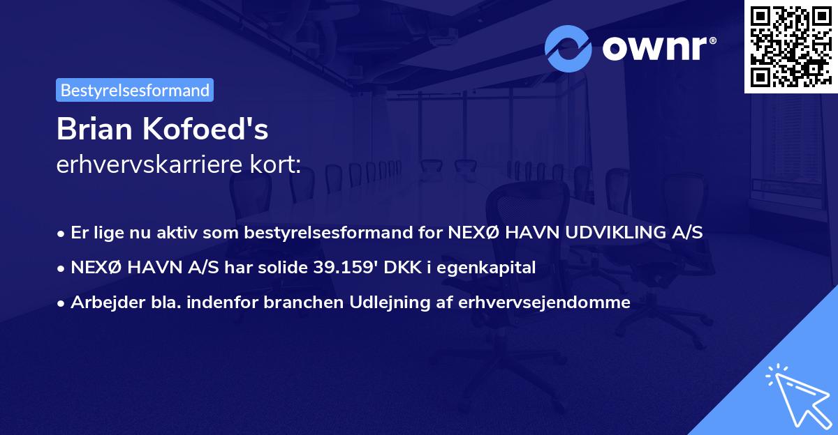 Brian Kofoed's erhvervskarriere kort