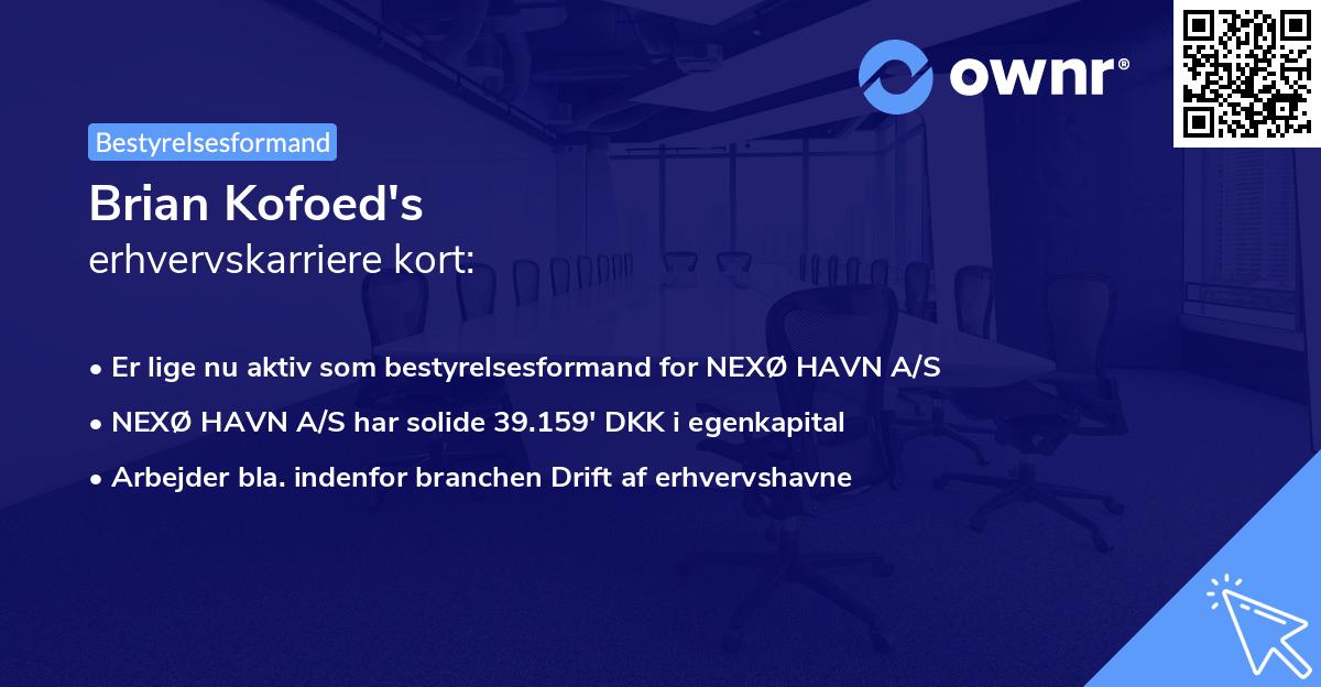 Brian Kofoed's erhvervskarriere kort
