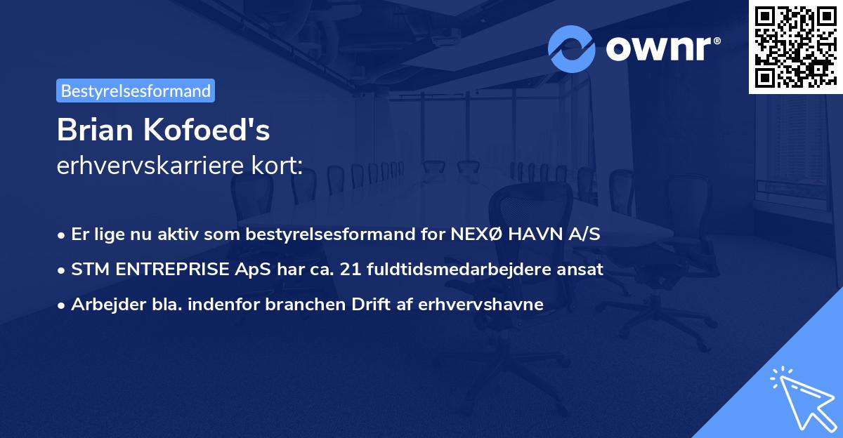 Brian Kofoed's erhvervskarriere kort