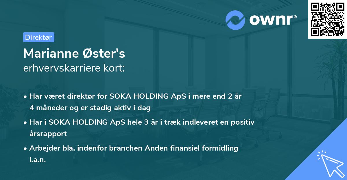 Marianne Øster's erhvervskarriere kort