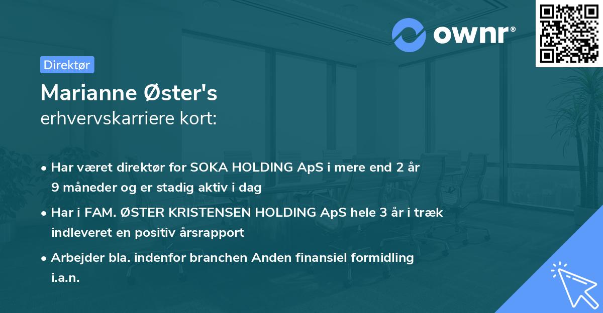 Marianne Øster's erhvervskarriere kort