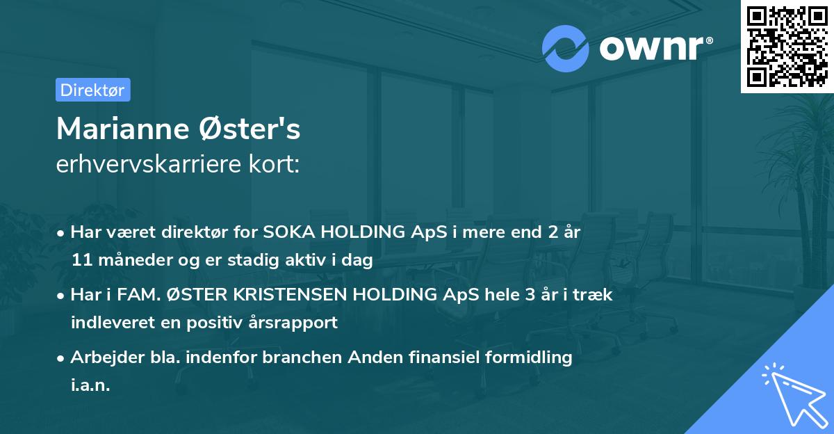 Marianne Øster's erhvervskarriere kort