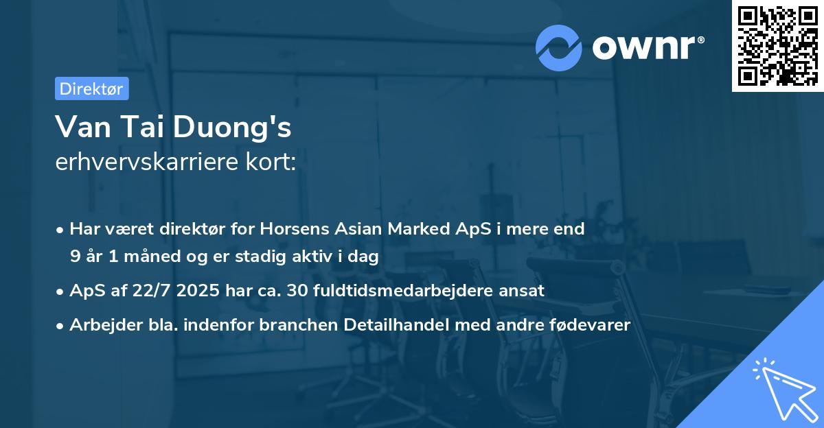 Van Tai Duong's erhvervskarriere kort