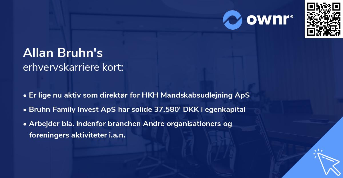 Allan Bruhn's erhvervskarriere kort
