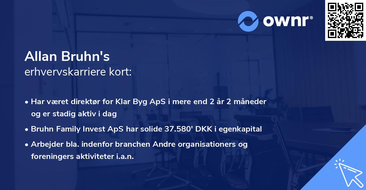Allan Bruhn's erhvervskarriere kort
