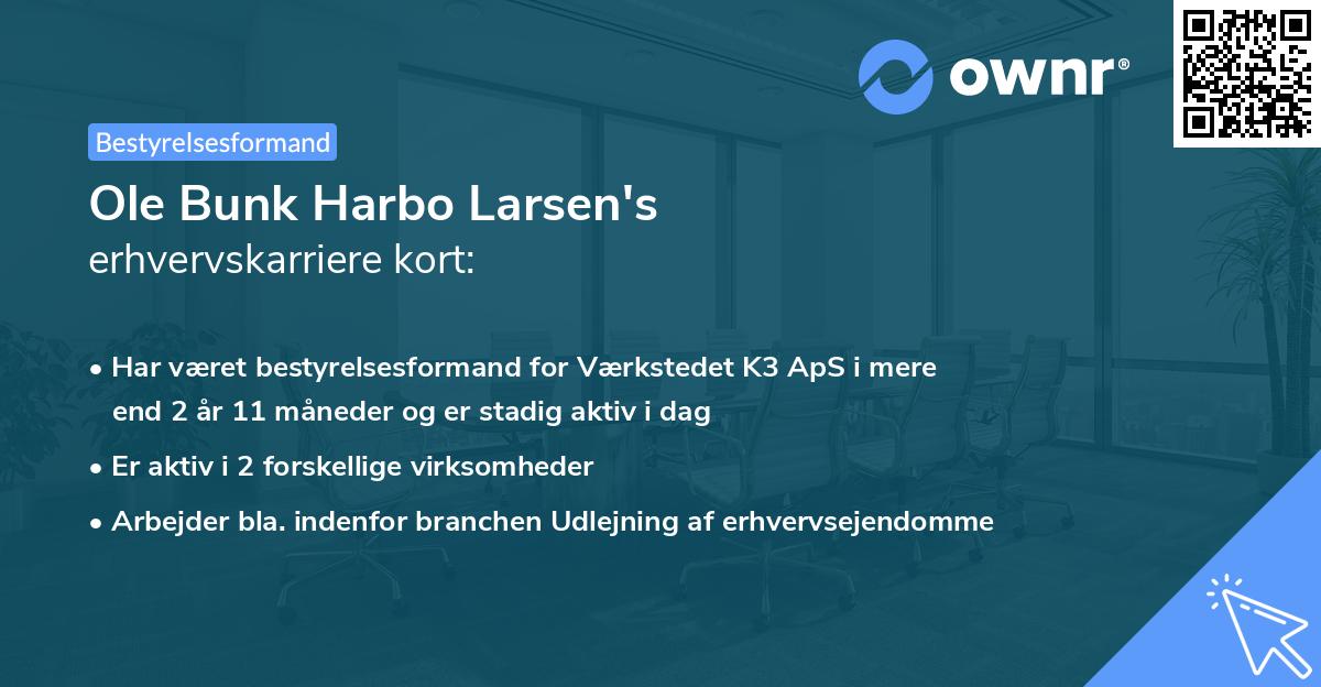 Ole Bunk Harbo Larsen's erhvervskarriere kort