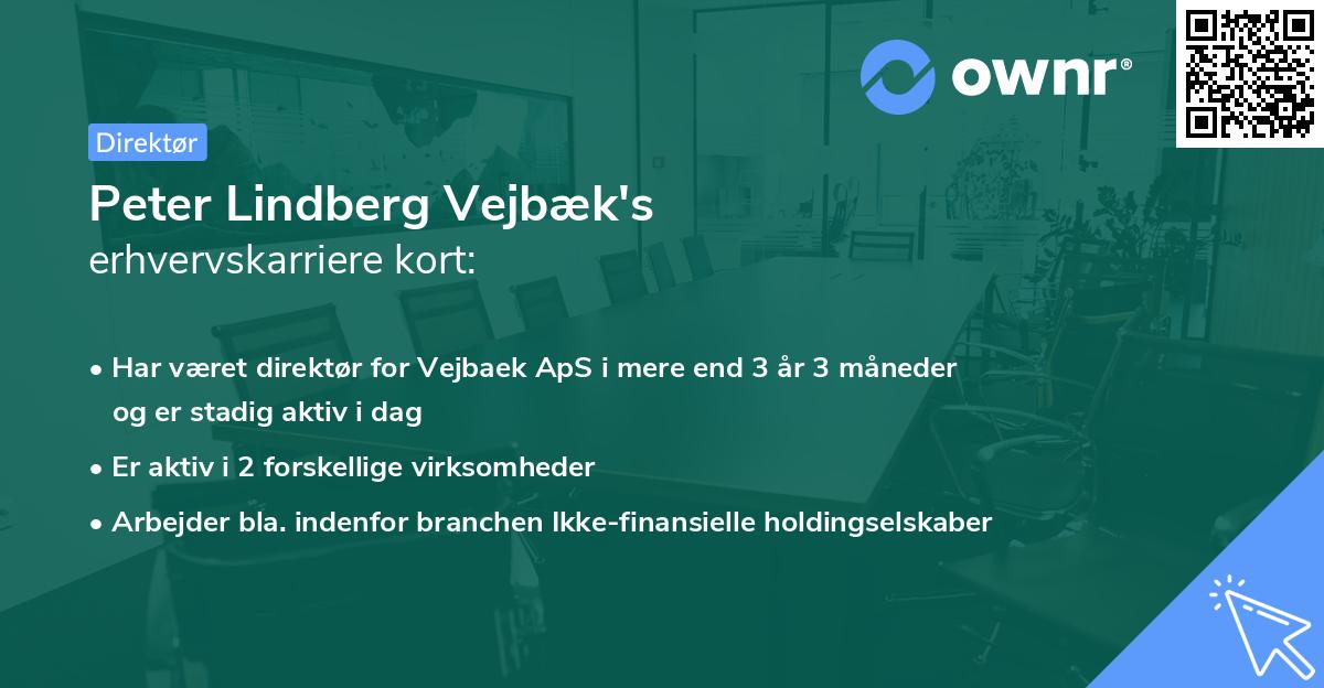 Peter Lindberg Vejbæk's erhvervskarriere kort